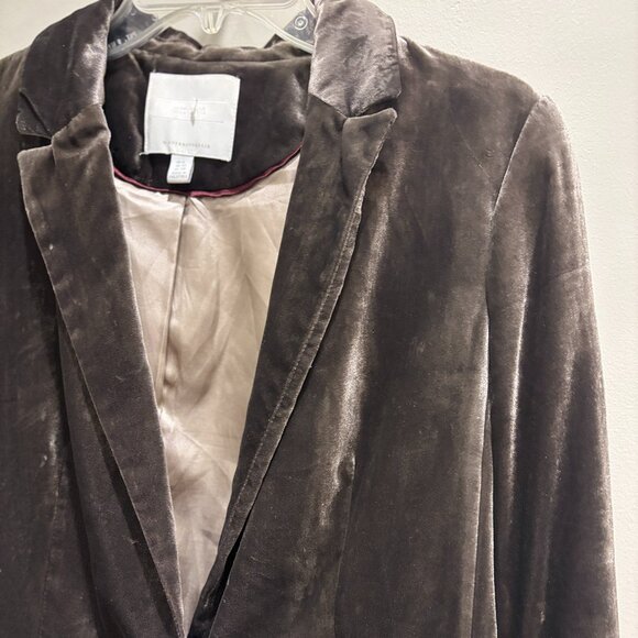 Ett:Twa By Anthropologie - Brown shimmery Velvet Single Button Blazer sz 6 - Picture 8 of 8